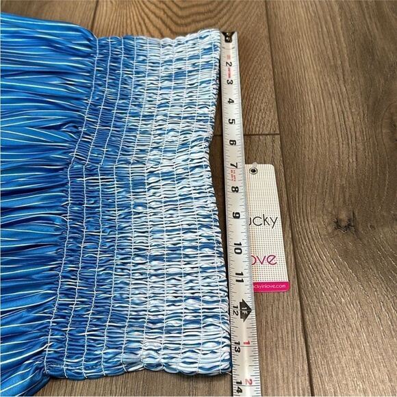 Lucky In Love 14” Paradise Smocked High Waist Blue Print Tennis Skirt Size Small - Picture 7 of 10